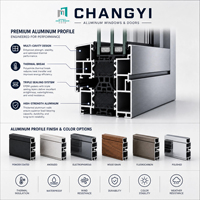 Fenêtres et portes en aluminium à double vitrage CHANGYI, fenêtre à battant en verre