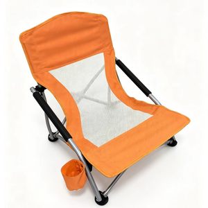 Chaise pliante d'extérieur en acier au carbone et tissu Oxford, chaise <span class=keywords><strong>lune</strong></span> portable à profil bas pour plage, camping, barbecue, détente - Product Image 1