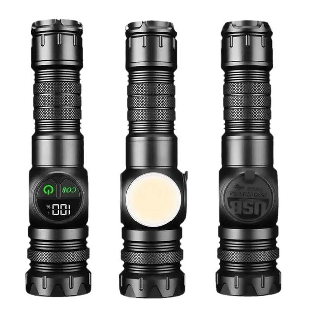2026 Portable COB USB Rechargeable Strong Magnetic Dimmable LED Flashlight Work Light Outdoor Fishing Hiking Camping Emergency