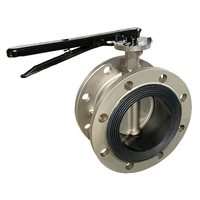 Katup Kupu-Kupu Manual dengan Flensa Pegangan Air, Struktur Centerline Seal Lunak, Baja Tahan Karat 304 DN50-DN150