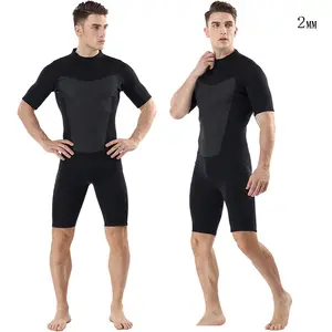 Wholesale In Stock Mens 2mm Warm Neoprene Nylon Fabric Short Sleeves Surfing Swimming Diving Suit Shorty Wetsuit