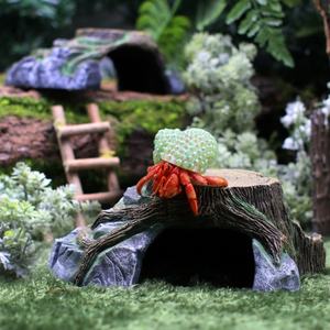 Cave de décompression pour hermit crab, petite maison cachée, trou d'arbre fané, paysage, petit nid pour animaux de compagnie - Product Image 1