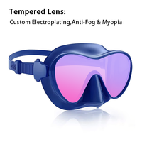 Masque de plongée en silicone souple à faible volume, lunettes de natation et de plongée en apnée, respiration entièrement sèche, verre trempé transparent pour adulte