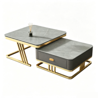 Ensemble de tables basses gigognes de luxe italien, plateau en pierre mate, tables basses carrées combinées pour salon et usage domestique