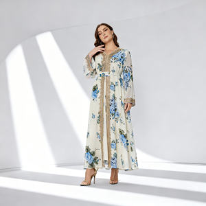 Robe Abaya élégante et modeste en polyester de couleur unie, sur mesure, pour femmes musulmanes, occasions spéciales, vente en gros - Product Image 2