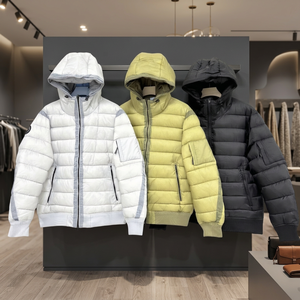 Men's Hooded Down Coat <b>Lightweight</b> <b>Puffer</b> <b>Jacket</b> Solid Color Zipper Closure Casual Outerwear with Pockets - Product Image 4