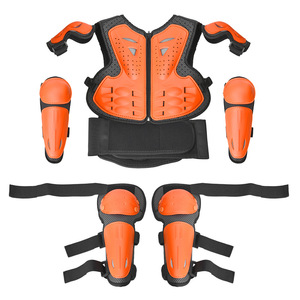 Armadura protectora para motocicleta para niños, rodilleras y coderas transpirables para patinaje sobre ruedas, deportes de bicicleta de montaña, naranja y negro - Product Image 1