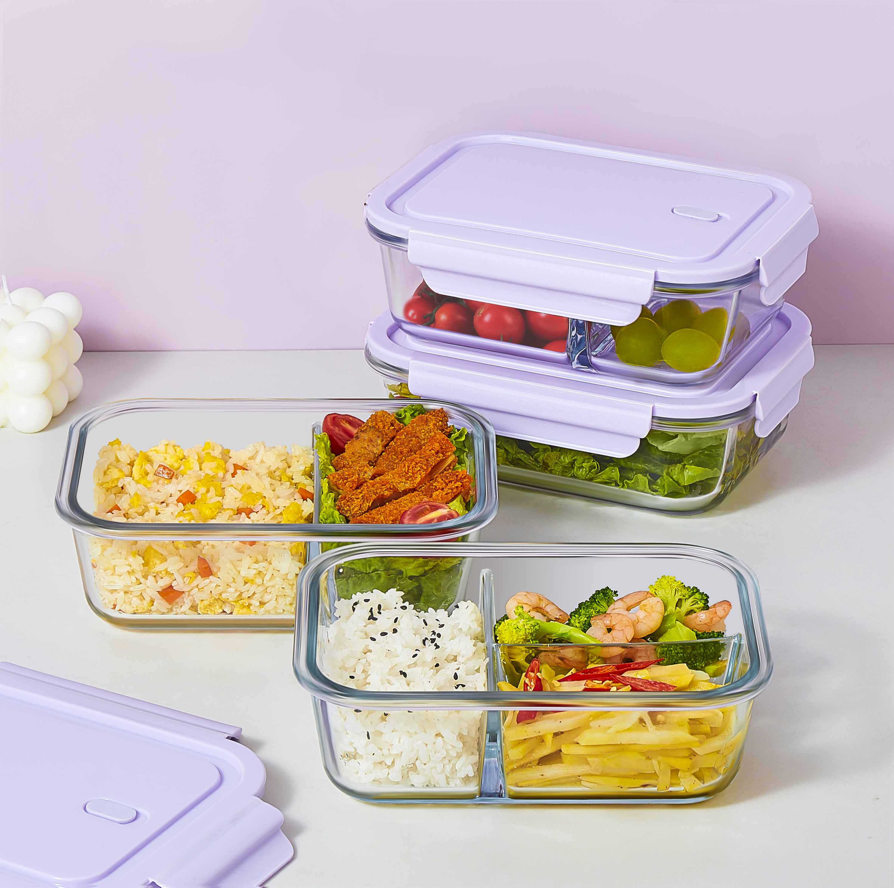 24-Piece BPA Free Glass Meal Prep Food Storage Containers Set with Heatable PP Lid Microwavable Safe Lunch Box for Kitchen view 3