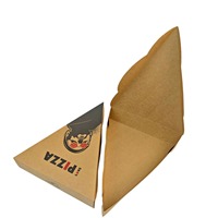 Boîte à pizza triangulaire en carton kraft avec logo personnalisé pour la livraison de tranches, résistante à la graisse, empilable, emballages en papier robustes en vrac