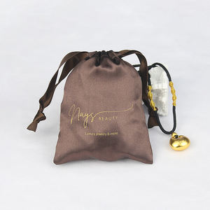 Özel Logo büyük saç demetleri için saten ipli kese Lashes peruk takı yüksek kaliteli ipek saten saten hediye ambalaj çantası - Product Image 3