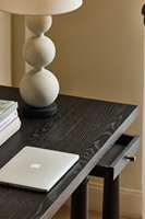 Table d'entrée contemporaine en chêne, console longue et fine, pieds à double colonne et tiroirs de rangement