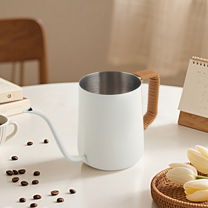 Bouilloire à café à bec de cygne blanche avec poignée en bambou 0,35L/0,6L - Product Image 2