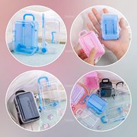 Mini valise en plastique transparente avec roulettes, boîte de rangement pour bijoux, bonbons et petits objets, idéale comme cadeau de fête ou de mariage
