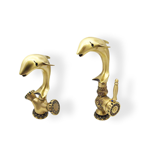 Châu Âu Phong Cách Cổ Brass Chrome Mạ Cá Heo Vòi Nước Lỗ Duy Nhất Sàn Gắn Độc Xử Lý Màu Đen Nóng Lạnh Nước Vòi Nước - Product Image 4