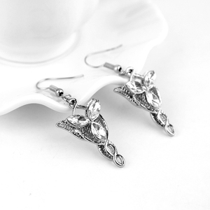 Arwen Evenstar gli anelli di cristallo ovale strass in argento placcato principessa orecchini pendenti da donna ventagli orecchini - Product Image 3