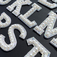 Patchs thermocollants 3D en lettres alphabet avec perles et strass pour casquettes