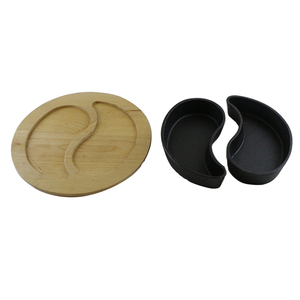Padella in Ghisa Pretrattata a Forma di <span class=keywords><strong>Tai</strong></span> Chi con Vassoio in Legno, Antiaderente - Product Image 1