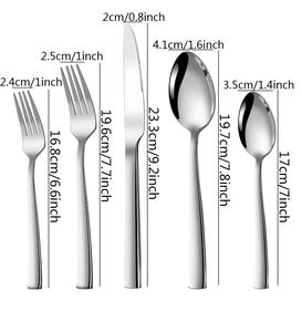 Juego de Cubiertos de Acero Inoxidable de Lujo, Resistentes, con Acabado Espejo, para Hogar, Restaurante y Fiestas, Incluye Tenedor, Cuchara y <span class=keywords><strong>Cuchillo</strong></span> - Product Image 2