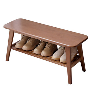 <b>Bamboo</b> Shoe Rack Bench With Storage Shelf For Entryway Home Use Space Saving Design Scandinavian Style Modern Appearance - Product Image 4
