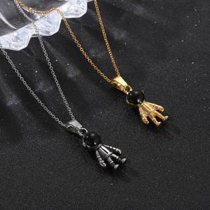 Collier pendentif astronaute de dessin animé mignon pour femmes, en acier inoxydable, couleur or et argent, SP919 - Product Image 4