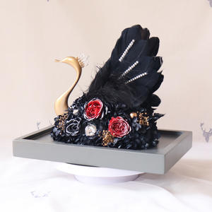 Regalo del Día de San Valentín Flor eterna Hortensia Flor seca Cisne Rosa preservada Acrílico Caja Regalos de regalo para mamá Mujeres - Product Image 4