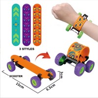Mainan Mobil Mini Slapcart 4 Roda, Gelang Slap Bracelet Skateboard, Mainan Anak OEM Logo Custom