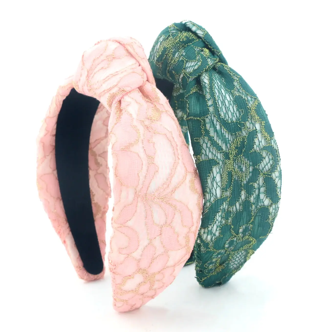 Groothandel Top Geknoopte Hoofdband Lente En Zomer Felle Kleur Haarbanden Voor Meisjes Roze En Groene Kant Stof Haaraccessoires