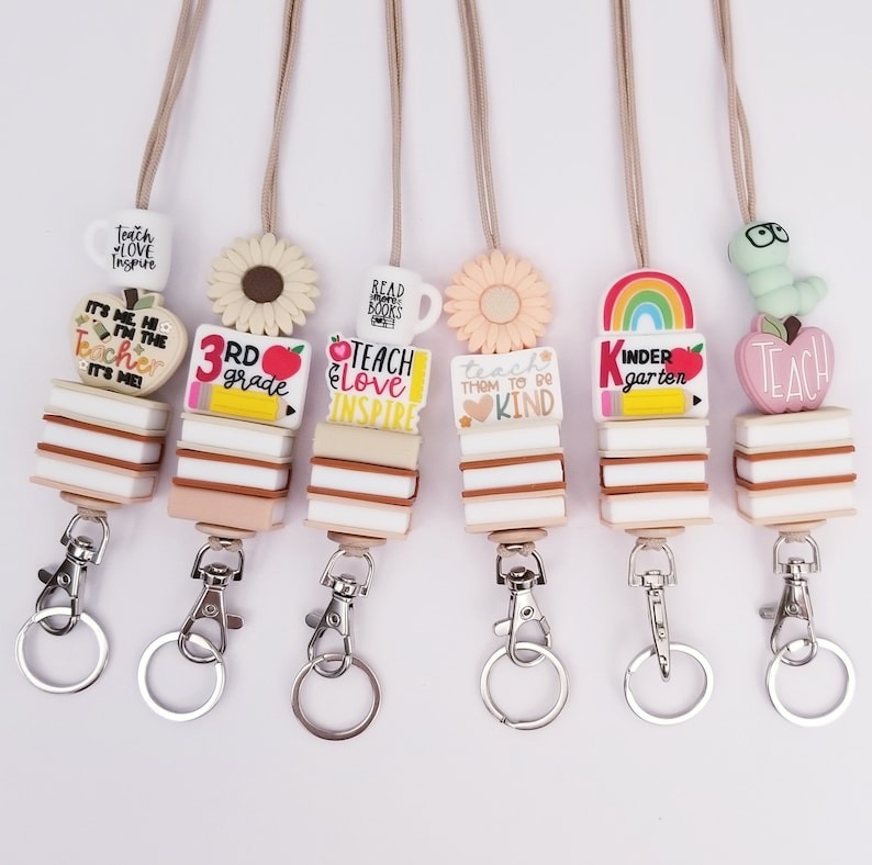 Customized Cute Silicone Beaded Coffee Beads Handmade Lanyard Opening Season Gift Teacher Gift Image 4