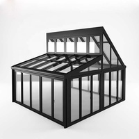 Solarium extérieur de luxe en aluminium à économie d'énergie avec toit en verre trempé, cabane ensoleillée insonorisée, véranda à rupture de pont thermique, jardin d'hiver