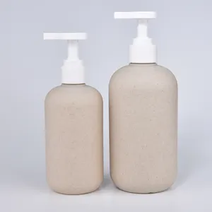 Umwelt freundliche 500ml Weizens troh Kunststoff runde Flasche biologisch abbaubare kosmetische Shampoo flasche mit Pump verschluss