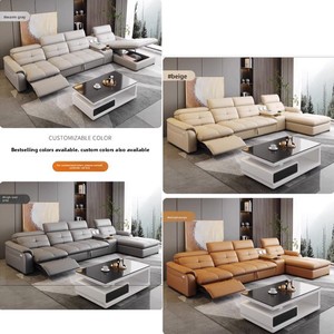 Canapé-lit rétractable multifonctionnel en cuir pleine fleur, style moderne et minimaliste, <span class=keywords><strong>pour</strong></span> <span class=keywords><strong>salon</strong></span>, avec fonction zéro espacement mural - Product Image 4