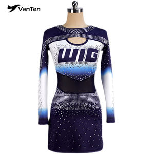 ชุดเต้นรำเชียร์แขนยาวกระโปรงสีดำชุดเชียร์ลีดเดอร์ออกแบบตามสั่ง - Product Image 2