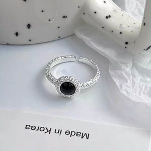 S925 Sterling Silver Black Onyx <b>Ring</b> For Women Open <b>Adjustable</b> Design Everyday Wear Jewelry - Product Image 3
