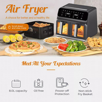 Friteuse à air intelligente 8L à double panier et deux tiroirs, haute qualité, prix avantageux, vente chaude en Chine