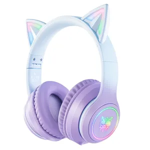 ONIKUMA B90 التدرج الملونة RGB ضوء الأطفال القط الأذن اللاسلكية سماعة الألعاب