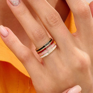Anelli Personalizzati all'Ingrosso in Acciaio Inossidabile 316L Placcato Oro 14k 18k, Anelli Sottili Impilabili <span class=keywords><strong>con</strong></span> Iniziali per Donne - Product Image 4
