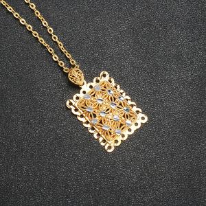 Pendentif carré sur mesure plaqué or 24K 18K en laiton avec zircon pour la mode de mariage des enfants - Product Image 2