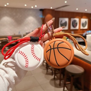 Cute Soccer &amp; Tennis Ball Zipper Pouch Mini <strong>Bag</strong> <strong>Charms</strong> Keychain Carabiner Keychain for <strong>Bag</strong> <strong>Charm</strong> or Earphone Case - Product Image 2