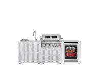 Ensemble de barbecue d'extérieur au gaz, design moderne intégré, 5 brûleurs en acier inoxydable
