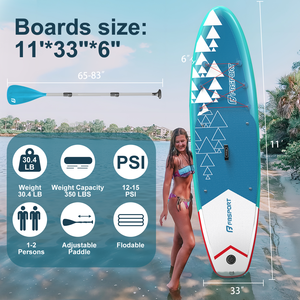 Planche de yoga gonflable 11'x33"x6" avec pont large antidérapant, stable pour la pêche, le <span class=keywords><strong>surf</strong></span> et les sports nautiques - Product Image 3
