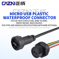 Conector roscado Micro USB a prueba de agua macho a macho enchufe recto sobremoldeado 0,5 M 1M 2M