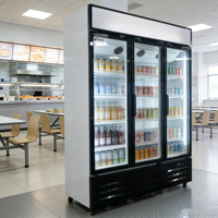 Réfrigérateur vertical commercial à 3 portes vitrées pour supermarché et restaurant, refroidissement par air, certifié CE/CB