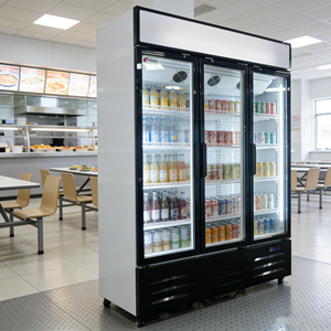 Réfrigérateur vertical commercial à 3 portes vitrées pour <span class=keywords><strong>supermarché</strong></span> et restaurant, refroidissement par air, certifié CE/CB - Product Image 1