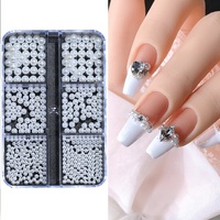 12 Grille Nail Art Designs Ronde Demi-Ronde Perle De Luxe Blanc Perles Ongles Accessoires Nail Art Décoration