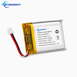Batterie rechargeable au lithium-ion polymère 3,7 V 420 mAh 652427 avec connecteur de câble JST à 2 broches pour petits appareils électroniques - Product Image 2
