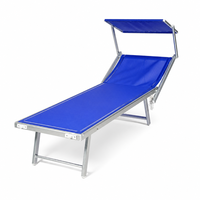Chaise longue pliante en tissu Oxford et alliage d'aluminium avec pare-soleil réglable, inclinable multi-positions, pour extérieur et bord de piscine