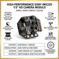 Module de caméra FPV AHD 1080P pour vision arrière, série NVP2431H IMX225, carte de vision nocturne Starlight pour moniteurs de véhicules commerciaux