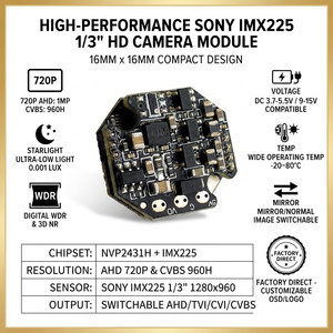 AHD 1080P Achteruitrijcamera FPV-serie cameramodule NVP2431H IMX225 Starlight nachtzichtbord voor monitoren voor commerciële voertuigen - Product Image 6