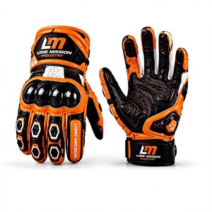 Gants de moto en cuir Lone Mission Industry, longueur poignet, sportifs, respirants, écologiques, compatibles écran tactile, usage quotidien, quatre saisons - Product Image 1