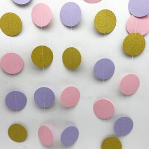 OEM 2m Long Paper Circle Garland with Gold Glitter Dots, Perfect for Party Wall Decor, Wedding Supplies, Birthday Celebration - Product Image 5
